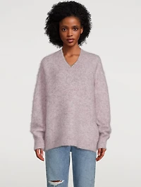 Mohair-Blend V-Neck Sweater