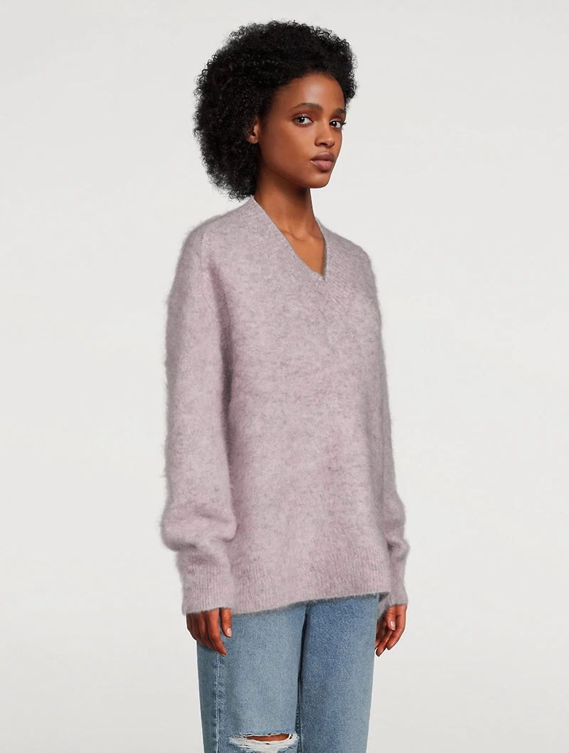 Mohair-Blend V-Neck Sweater
