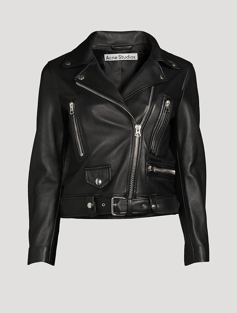 Cropped Leather Biker Jacket