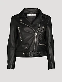 Cropped Leather Biker Jacket