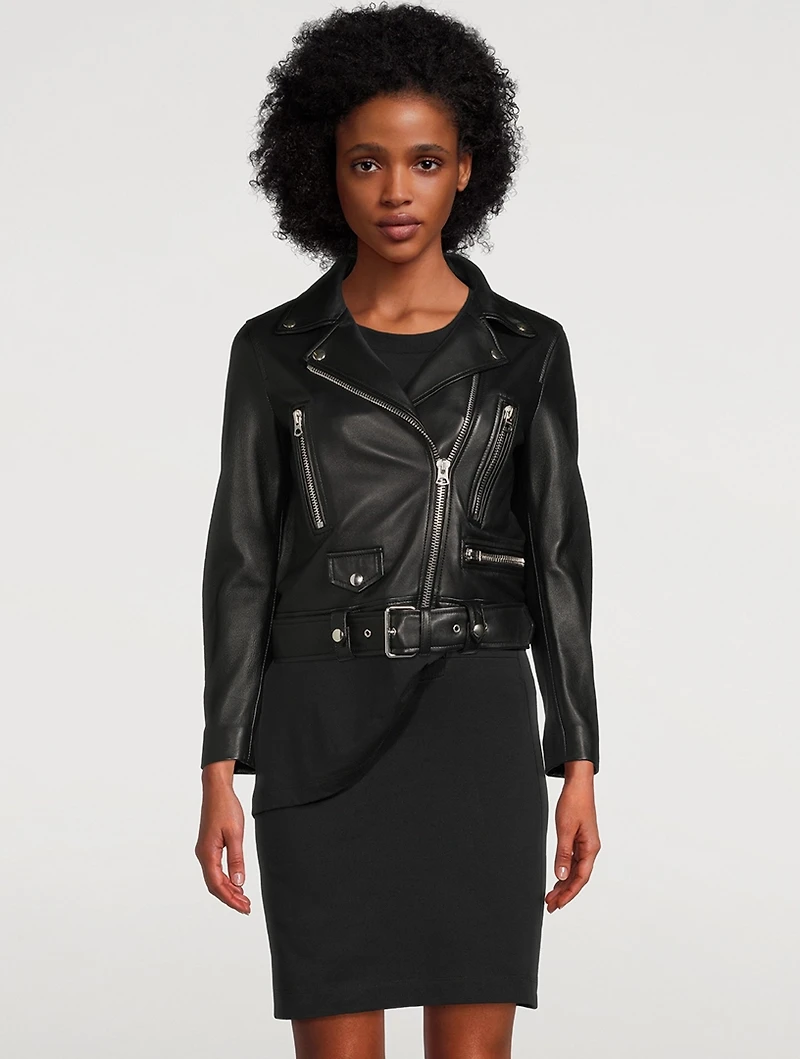 Cropped Leather Biker Jacket