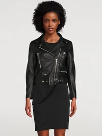 Cropped Leather Biker Jacket