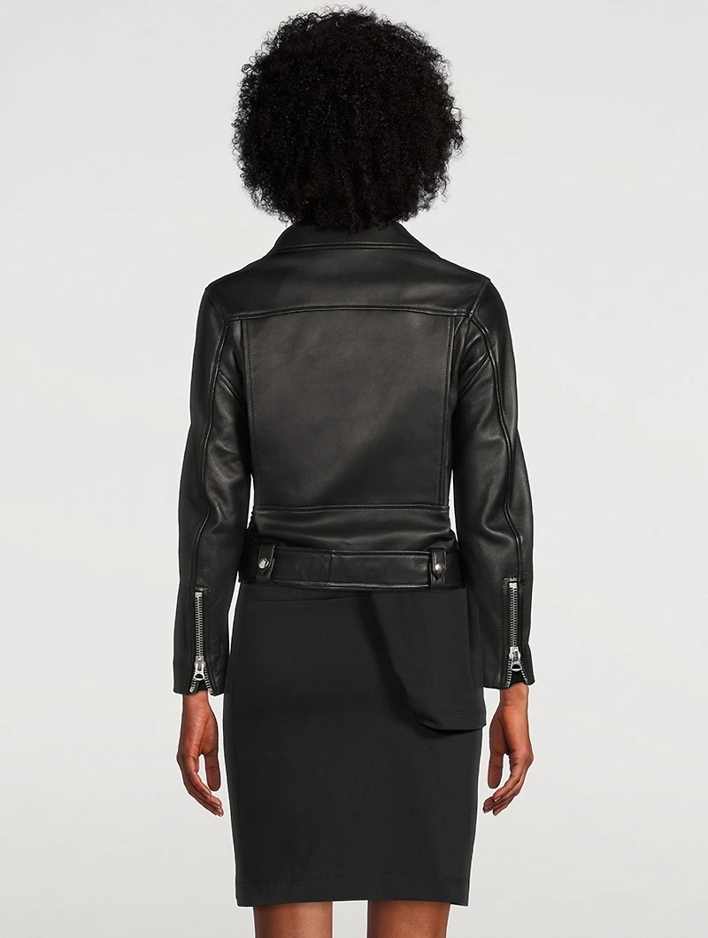 Cropped Leather Biker Jacket