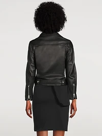 Cropped Leather Biker Jacket