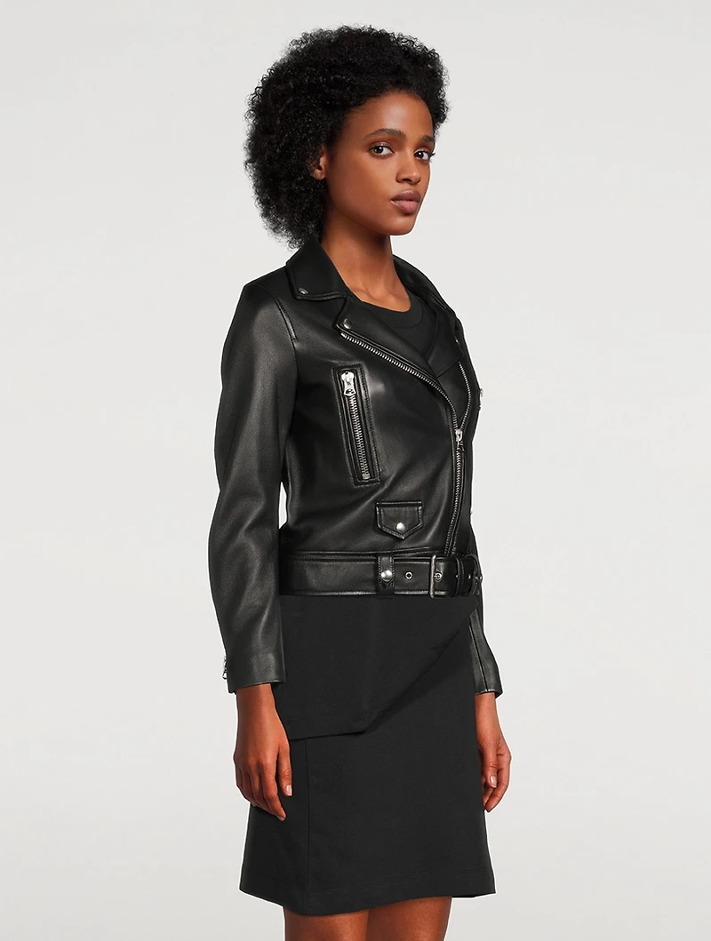 Cropped Leather Biker Jacket