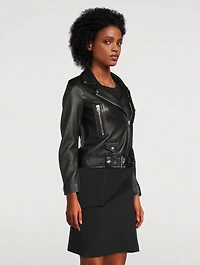 Cropped Leather Biker Jacket