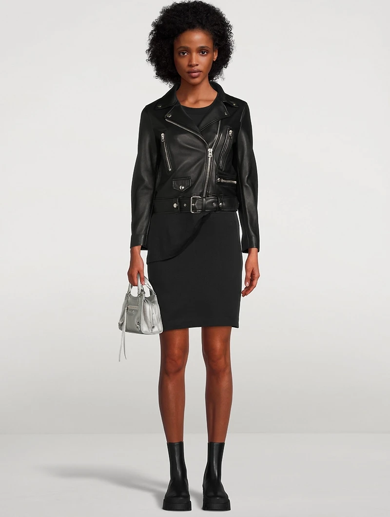 Cropped Leather Biker Jacket
