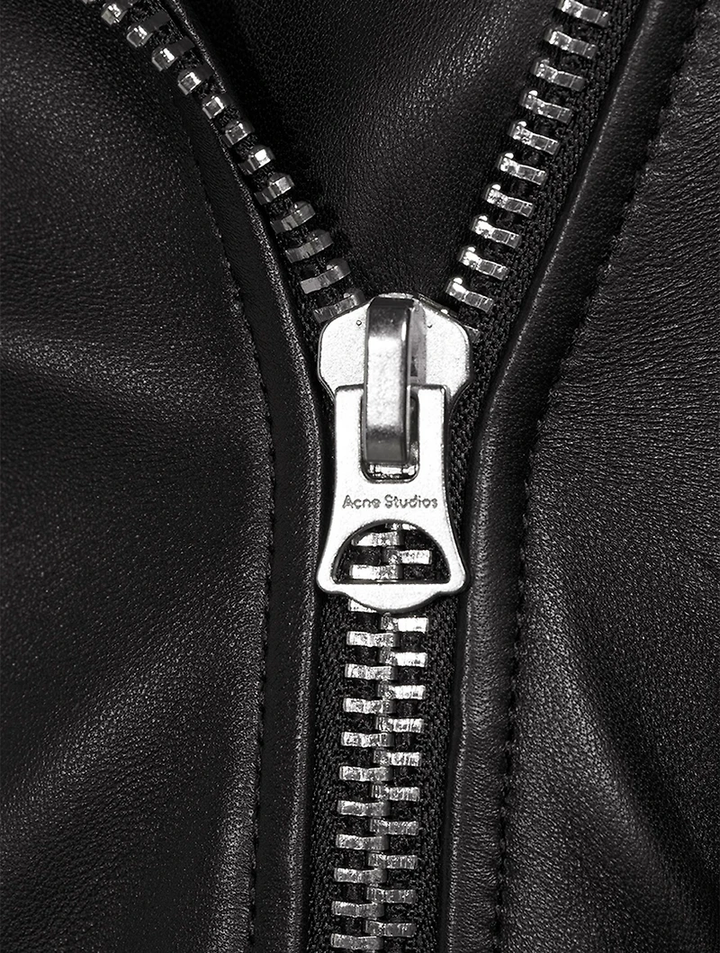 Cropped Leather Biker Jacket