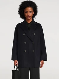 Wool Double-Breasted Coat Pinstripe Print