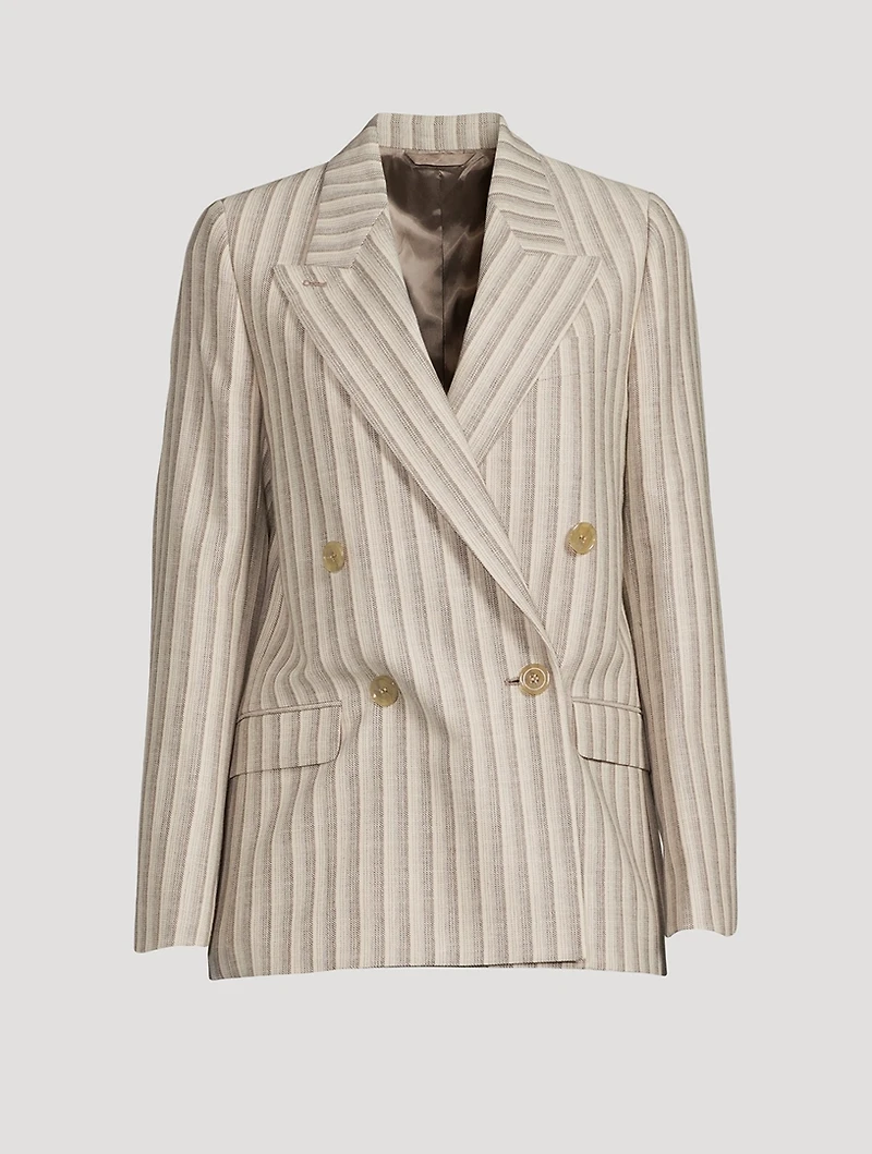 Double-Breasted Blazer Stripe Print
