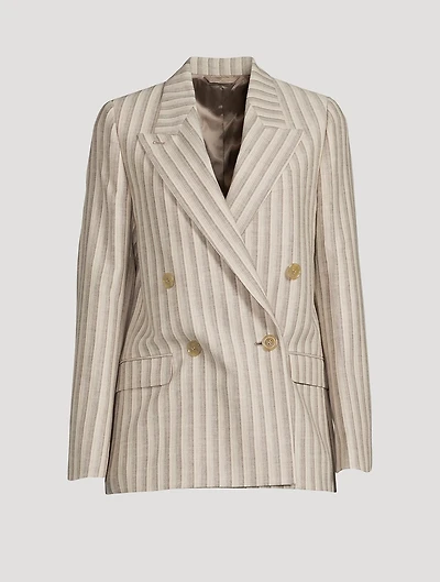 Double-Breasted Blazer Stripe Print