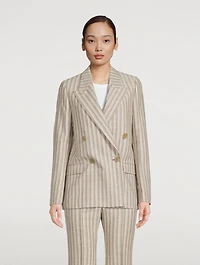Double-Breasted Blazer Stripe Print