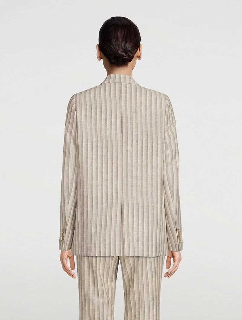 Double-Breasted Blazer Stripe Print