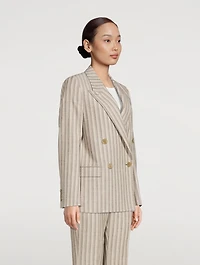 Double-Breasted Blazer Stripe Print