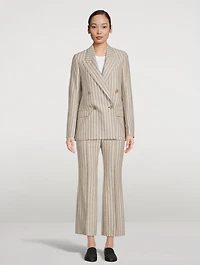 Double-Breasted Blazer Stripe Print