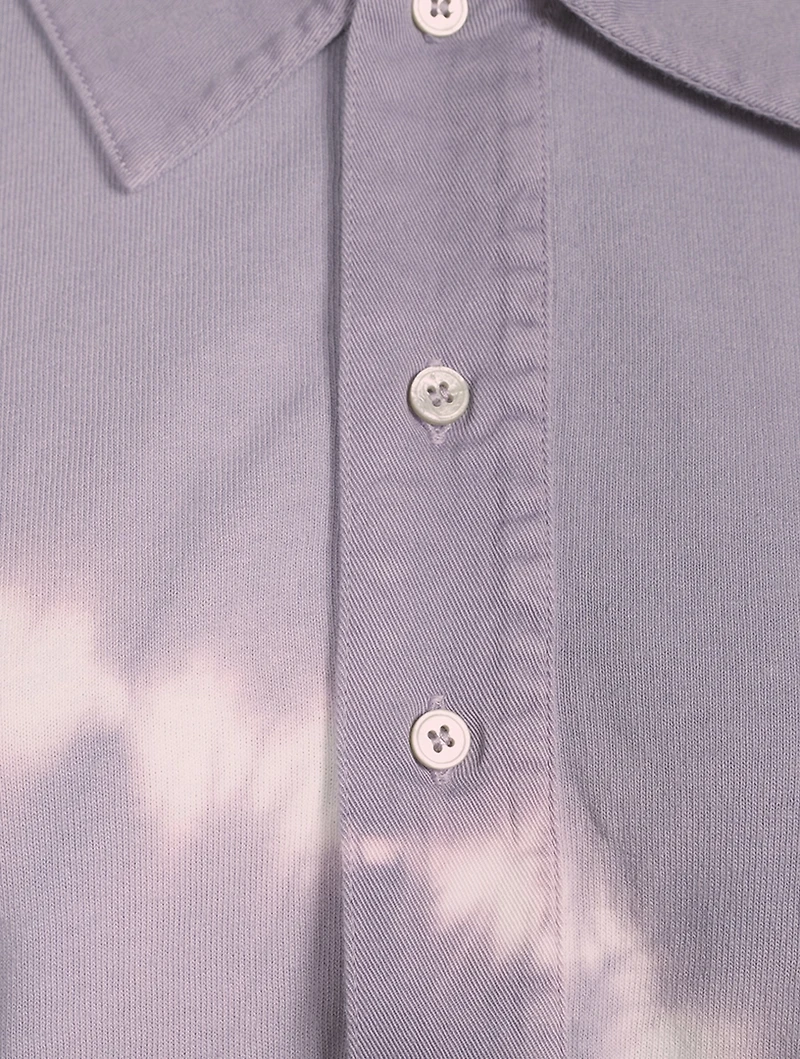 Long-Sleeve Polo Shirt Tie-Dye Print