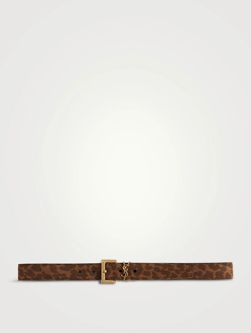 Suede Monogram Belt Leopard Print