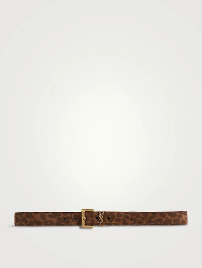 Suede Monogram Belt Leopard Print
