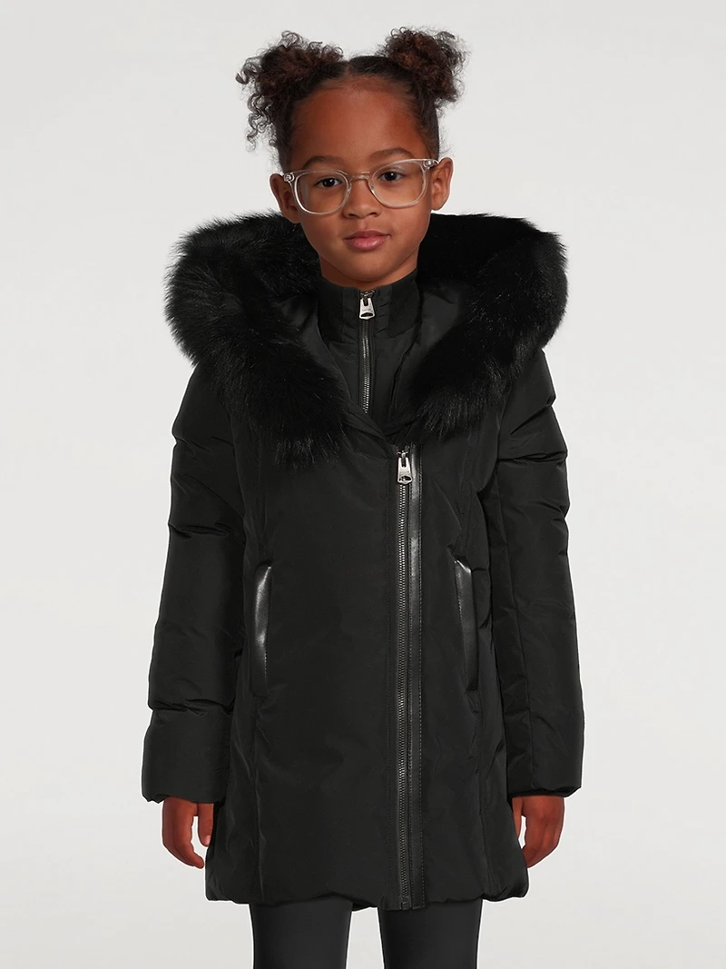 Kids Leelee-SH Down Coat With Signature Shearling Collar