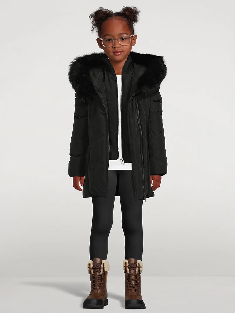 Kids Leelee-SH Down Coat With Signature Shearling Collar