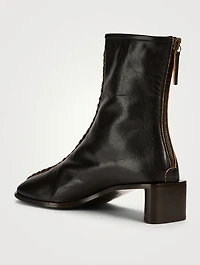 Whipstitch Leather Ankle Boots