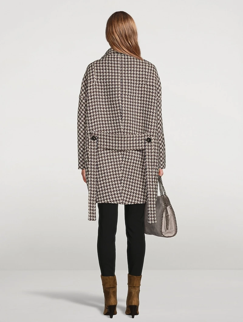 Veda Wool Coat Houndstooth Print