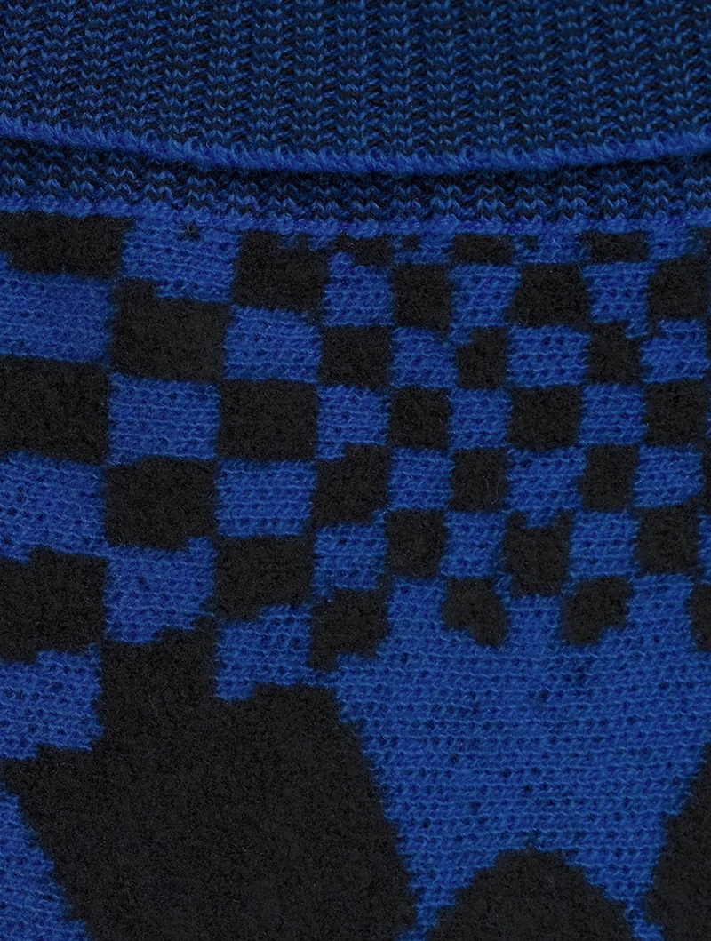 Geometric Virgin Wool Knit Midi Skirt