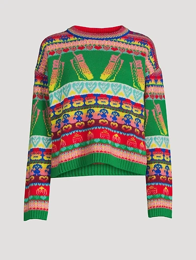 Keep Touch Intarsia Virgin Wool Sweater