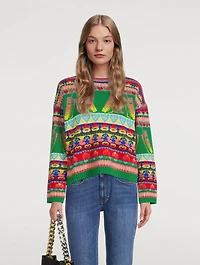 Keep Touch Intarsia Virgin Wool Sweater