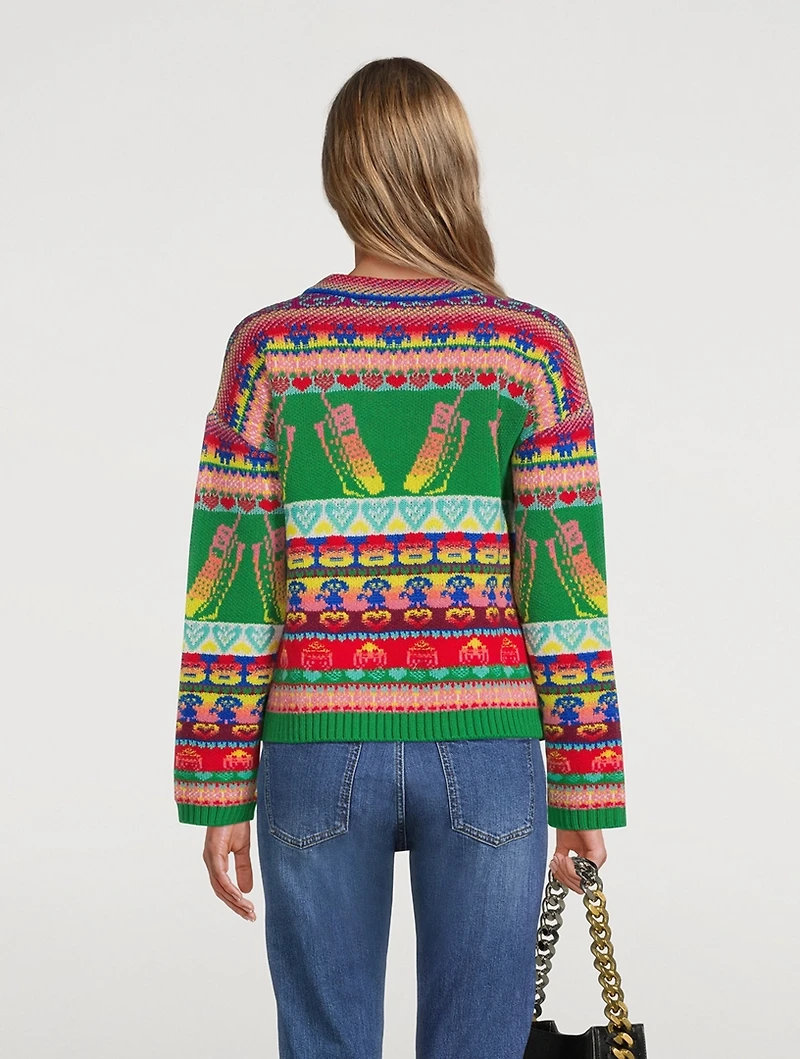 Keep Touch Intarsia Virgin Wool Sweater
