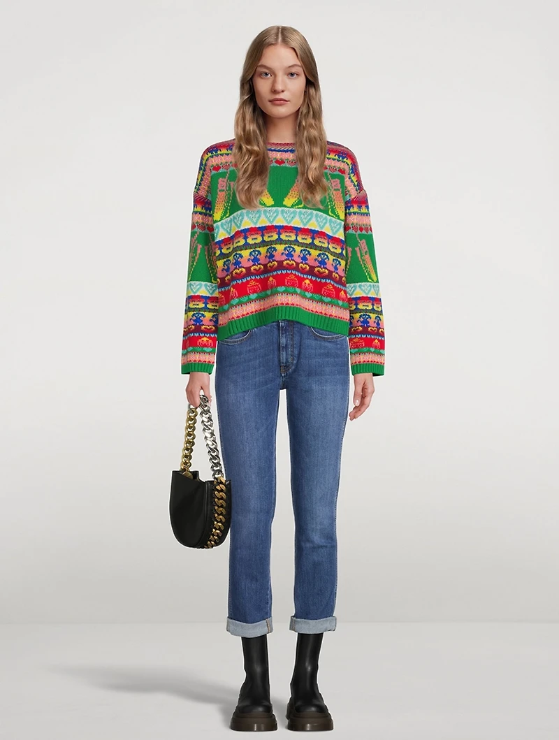 Keep Touch Intarsia Virgin Wool Sweater
