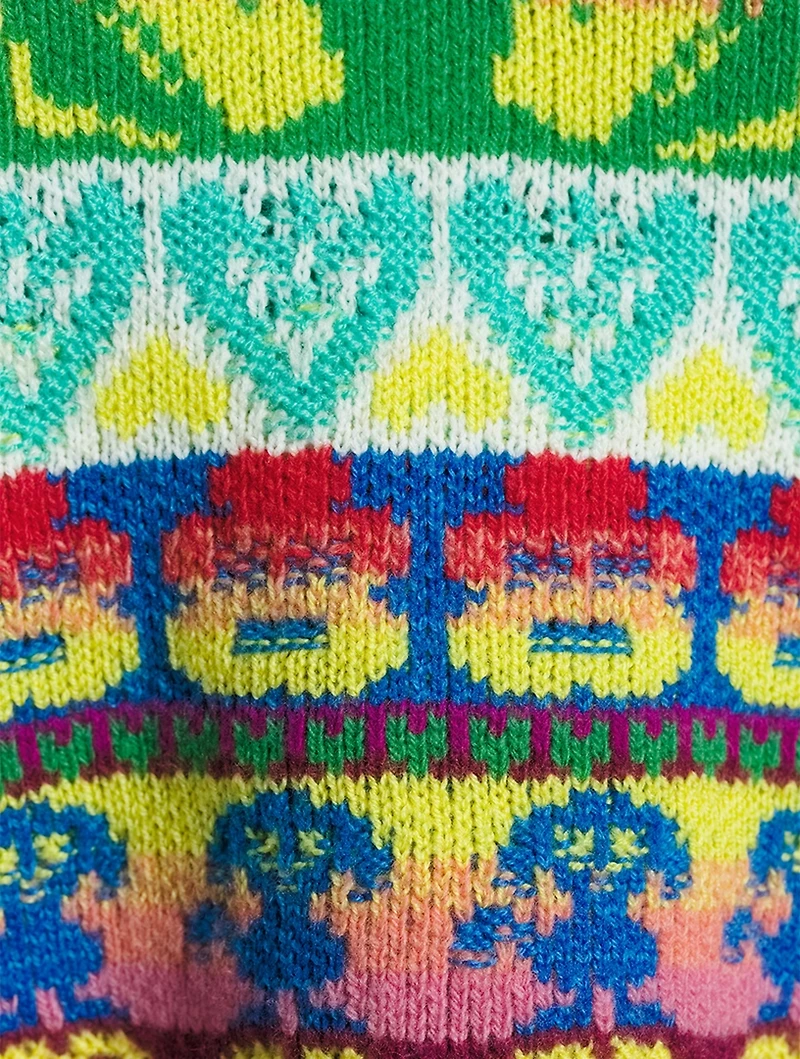 Keep Touch Intarsia Virgin Wool Sweater