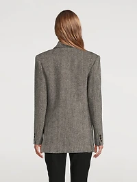 Oversized Double-Breasted Wool Blazer Herringbone