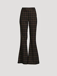 Bootcut Trousers Plaid Print