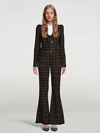 Bootcut Trousers Plaid Print