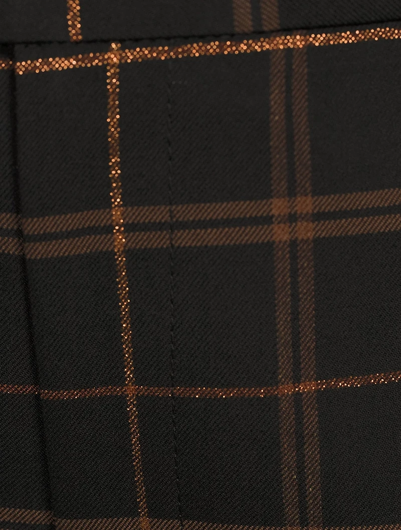 Bootcut Trousers Plaid Print