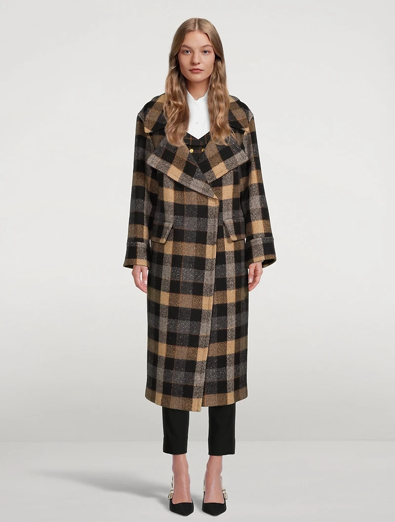 Blanket Coat Check Print