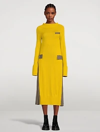 Wool Suiting Mix Midi Dress