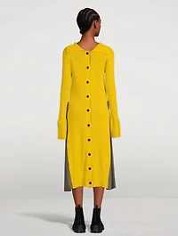 Wool Suiting Mix Midi Dress