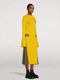 Wool Suiting Mix Midi Dress