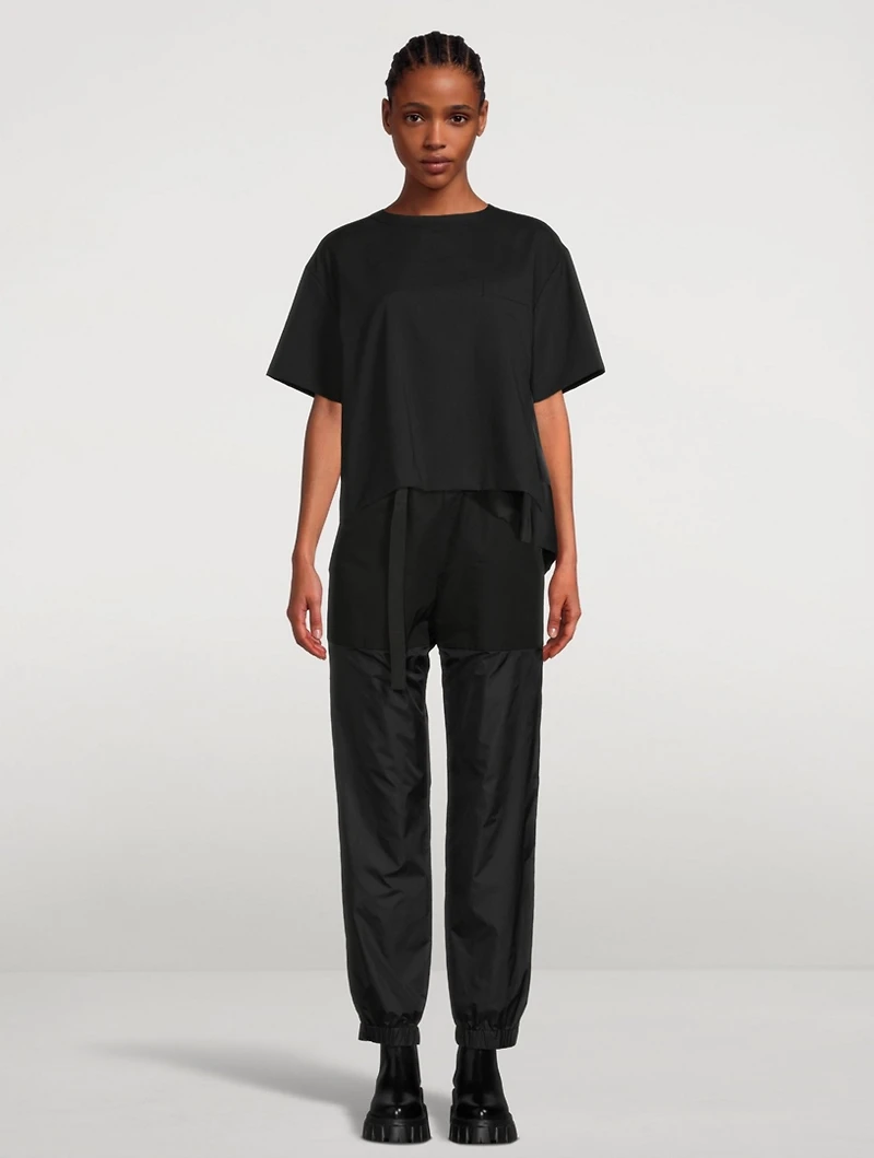 Cotton-Blend Belted Track Pants