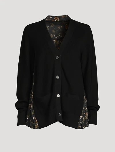 Cotton Cardigan With Pleated Back