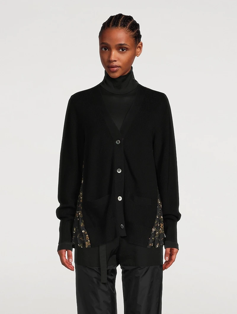 Cotton Cardigan With Pleated Back