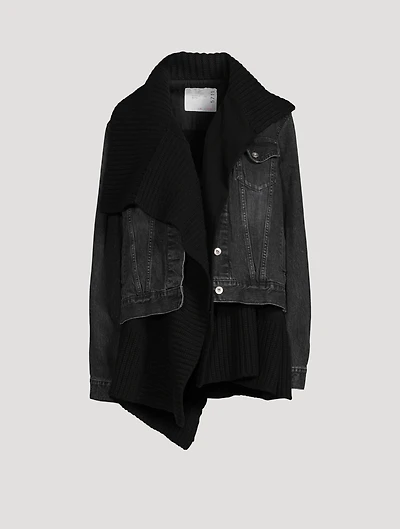Denim Knit Blouson Jacket
