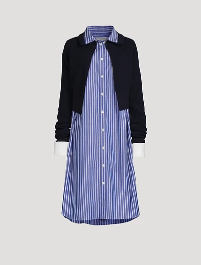 Cotton Poplin Wool Knit Midi Dress