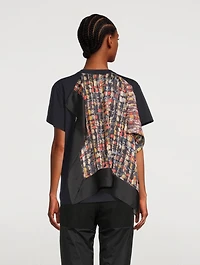 Cotton T-Shirt With Tweed Print Scarf