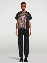Cotton T-Shirt With Tweed Print Scarf