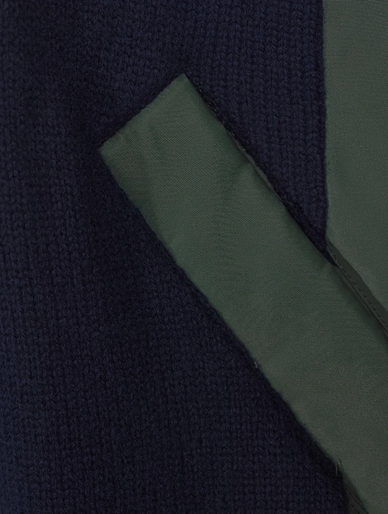 Wool Twill Mix Turtleneck With Pleated back