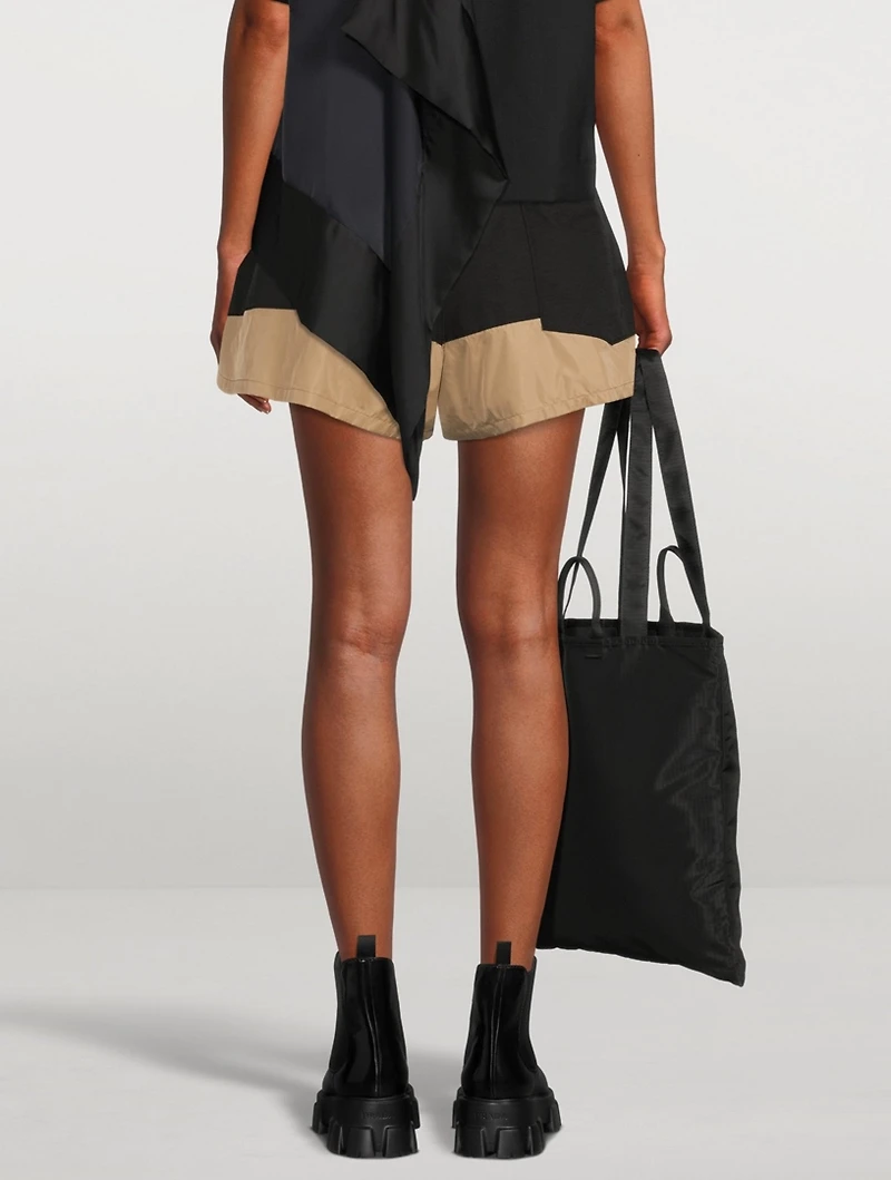 Cotton-Blend Belted Track Shorts