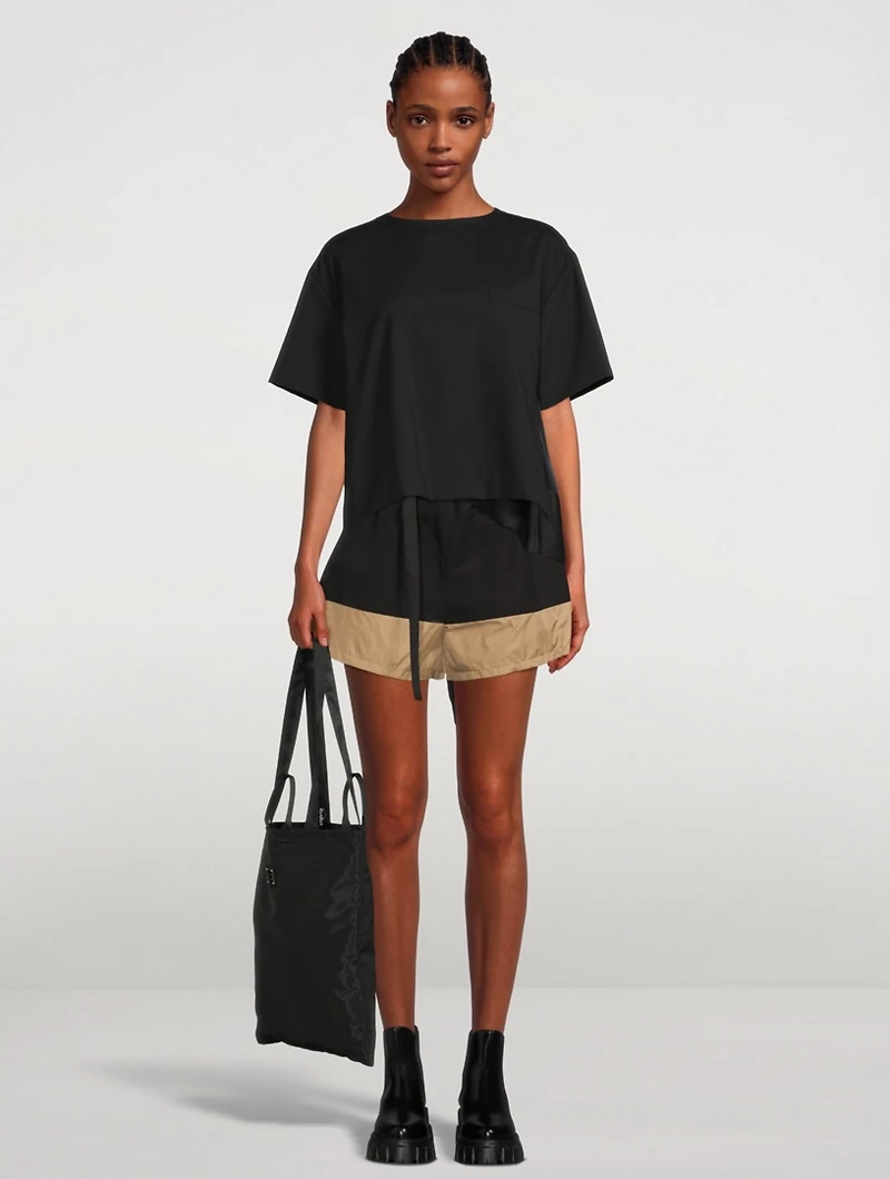 Cotton-Blend Belted Track Shorts